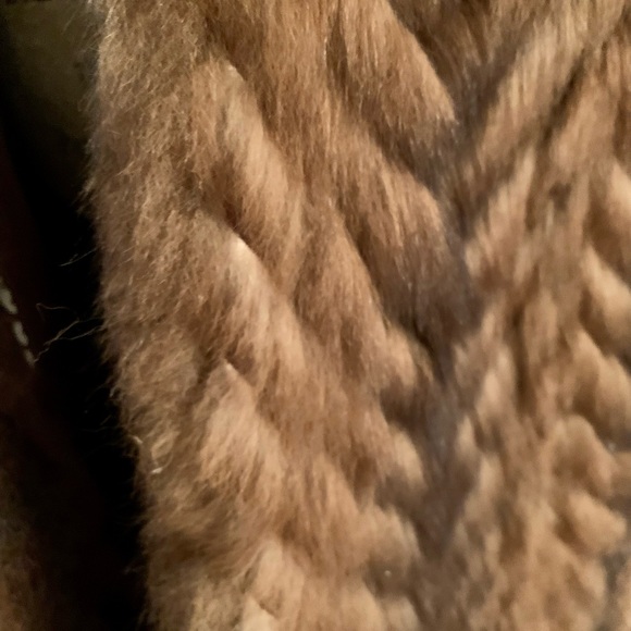 Vintage Full Length Opossum Chevron Pattern Fur Coat - Picture 10 of 14